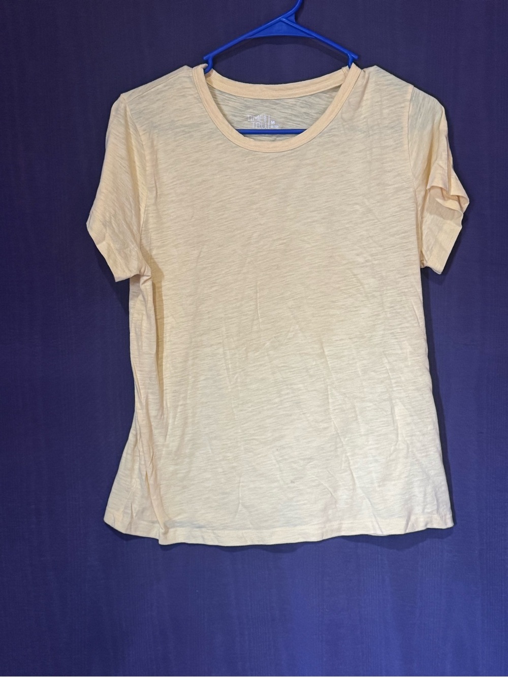 Time and Tru Women's Short Sleeve Crewneck Tee - Cream